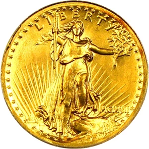 image for: 1907 $20 PCGS MS64 (High Relief, Wire Edge)