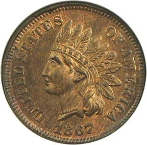 image for: 1867 1c NGC MS65 RB (Eagle Eye)