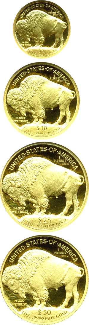 image for: 2008-W $5, $10, $25 & $50 NGC Proof 70 UCameo (4-Coin American Buffalo Set)
