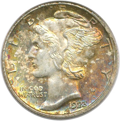 image for: 1923-S 10c PCGS/CAC MS65 * Color *