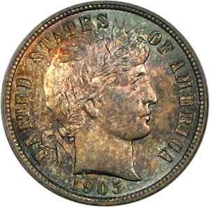 image for: 1905-O 10c PCGS MS65 * Color *