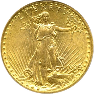 image for: 1909 $20 PCGS/CAC MS64 OGH