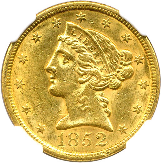 image for: 1852 $5 NGC AU58