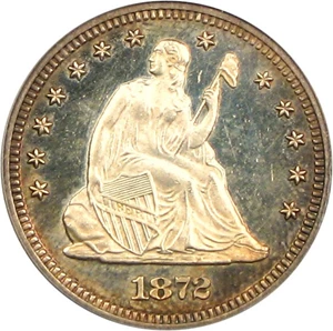 image for: 1872 25c PCGS Proof 62 Cameo * Color *