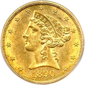 image for: 1890-CC $5 PCGS/CAC MS62