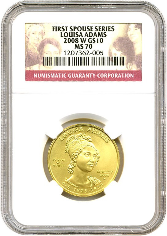 image for: 2008-W $10 NGC MS70 (Louisa Adams)