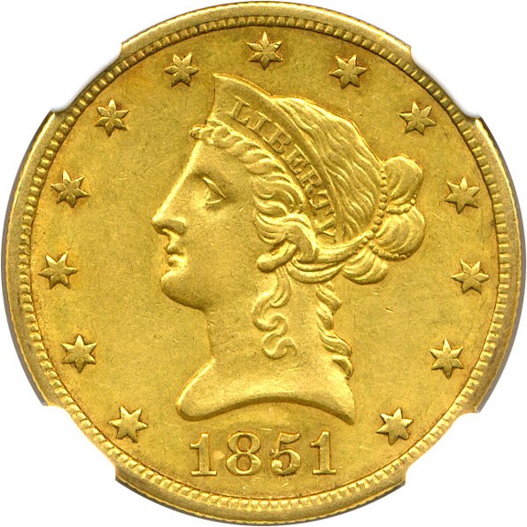 image for: 1851-O $10 NGC AU58