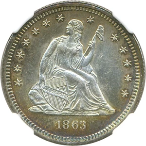 image for: 1863 25c NGC MS62