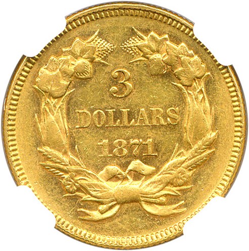 image for: 1871 $3 NGC AU58
