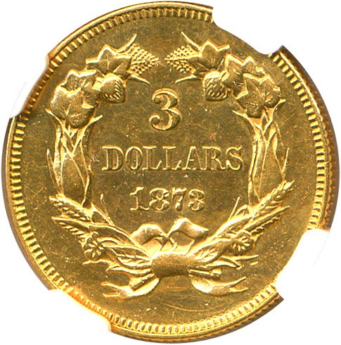 image for: 1873 $3 NGC AU Details (Closed 3, Improperly Cleaned)