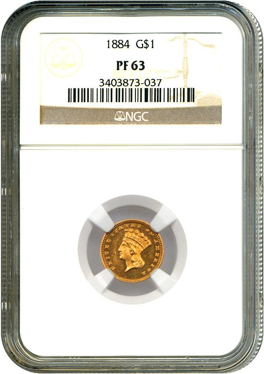 image for: 1884 G$1 NGC Proof 63