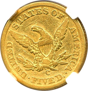 image for: 1848-C $5 NGC VF Details (Improperly Cleaned)