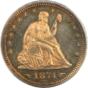 image for: 1874 25c PCGS/CAC Proof 64 (Arrows)