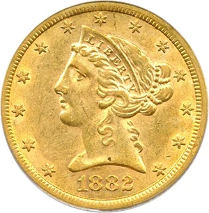 image for: 1882-CC $5 PCGS AU55