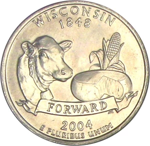 image for: 2004-D 25c NGC MS64 (Wisconsin, Extra Leaf Low)