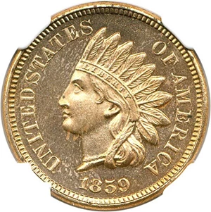 image for: 1859 1c NGC Proof 63+ Cameo