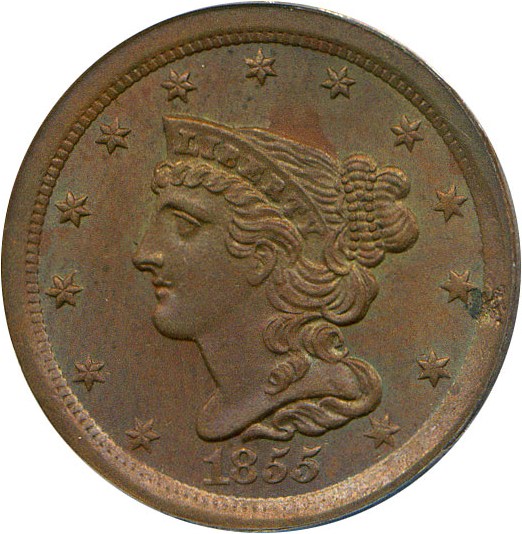 image for: 1855 1/2c PCGS MS64 BN