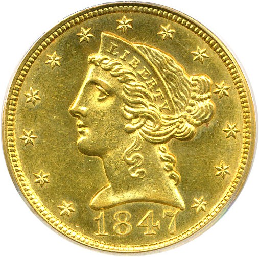 image for: 1847 $5 PCGS/CAC MS62