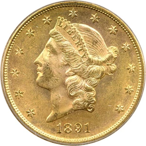image for: 1891-S $20 PCGS MS63