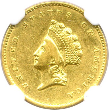 image for: 1855-O G$1 NGC XF45 (Type 2)