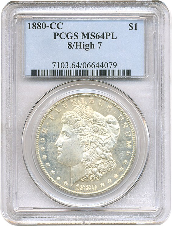image for: 1880-CC $1 PCGS MS64 PL (8/High 7)