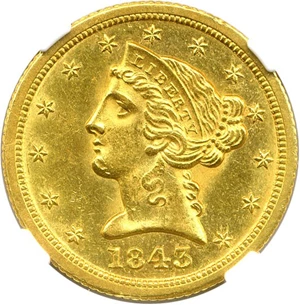 image for: 1843-C $5 NGC MS62