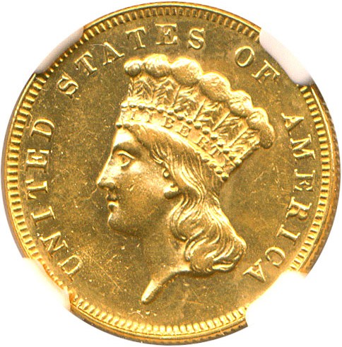 image for: 1873 $3 NGC AU Details (Closed 3, Improperly Cleaned)
