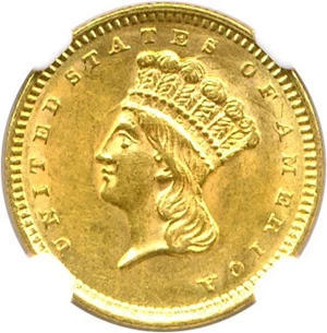 image for: 1860 G$1 NGC MS62