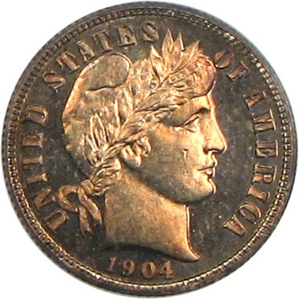 image for: 1904 10c PCGS/CAC Proof 64