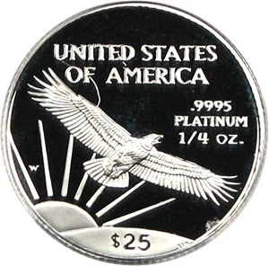 image for: Mint Error: 1997-W $25 PCGS Proof 67 DCameo (Platinum Eagle, Struck Thru Thread Reverse)
