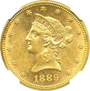 image for: 1889 $10 NGC MS61