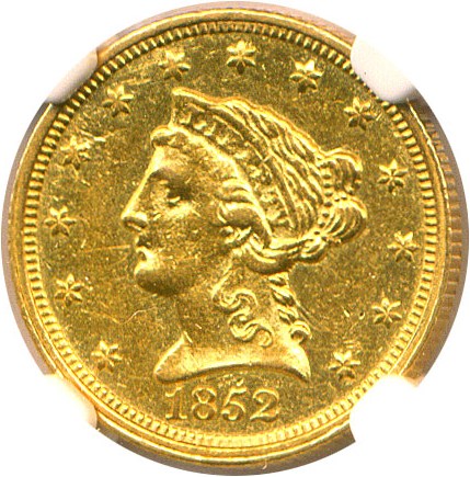 image for: 1852-C $2 1/2 NGC AU Details (Improperly Cleaned)