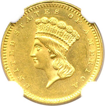 image for: 1864 G$1 NGC MS62