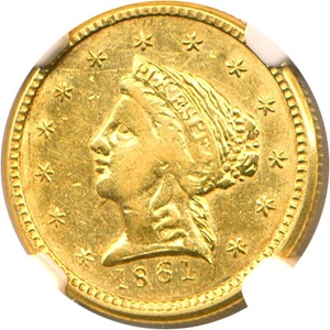 image for: 1861 Clark-Gruber $2 1/2 NGC AU Details (Reverse Scratched)