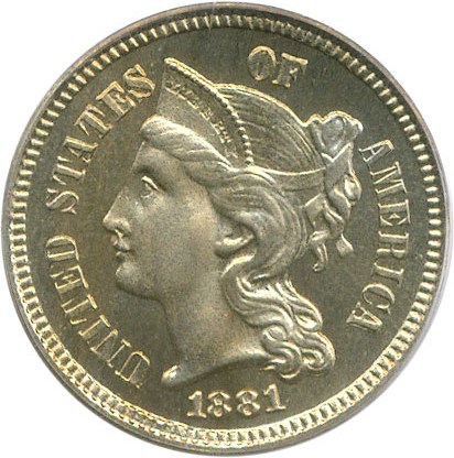 image for: 1881 3cN PCGS/CAC Proof 67 Cameo