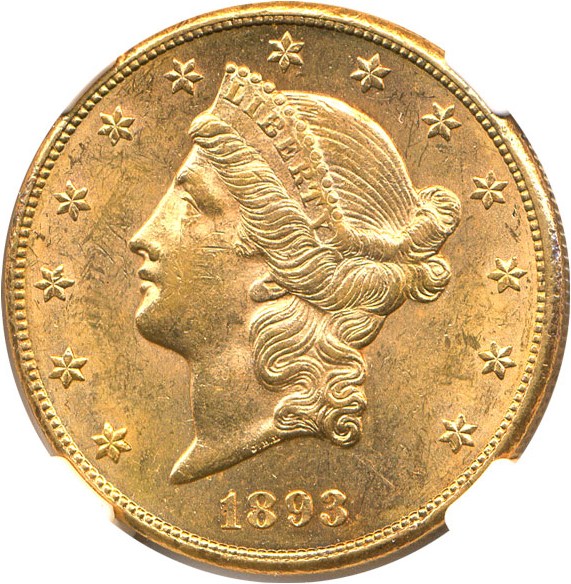 image for: 1893-CC $20 NGC Unc Details (Improperly Cleaned)