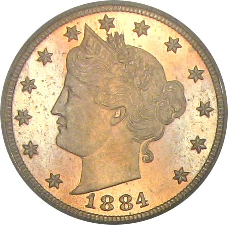 image for: 1884 5c PCGS Proof 65 Cameo