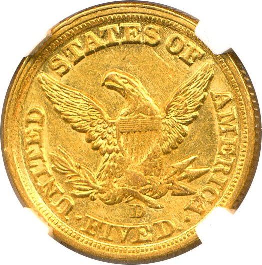 image for: 1851-D $5 NGC Unc Details (Improperly Cleaned)