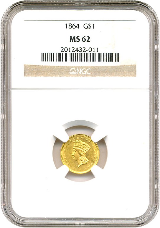 image for: 1864 G$1 NGC MS62
