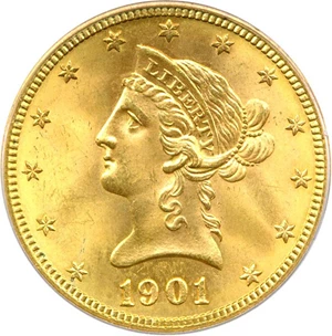 image for: 1901-S $10 PCGS MS64+