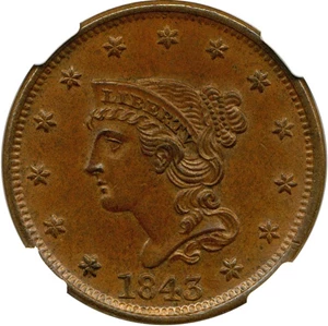 image for: 1843 1c NGC MS61 BN (Petite Head, Small Letters, N-11)