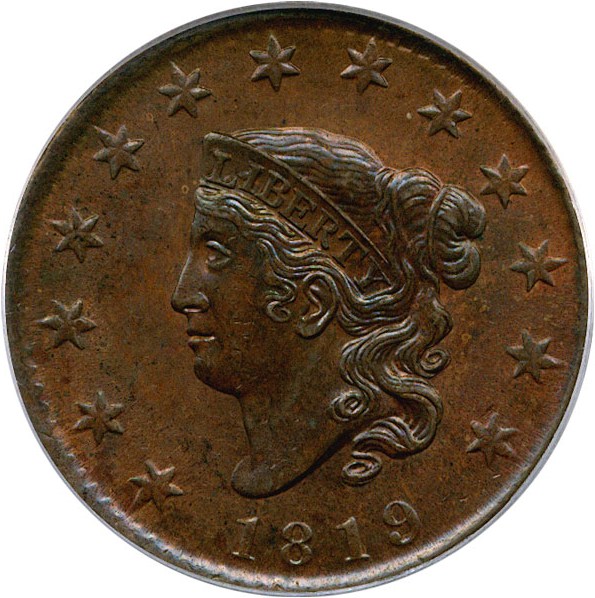 image for: 1819 1c PCGS/CAC MS63 BN (Small Date)