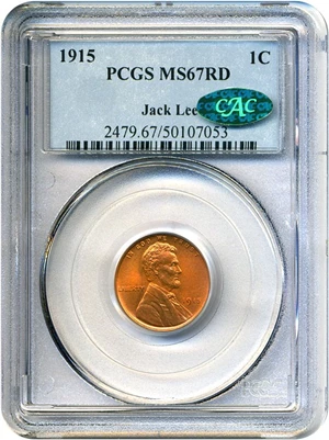 image for: 1915 1c PCGS/CAC MS67 RD ex: Jack Lee
