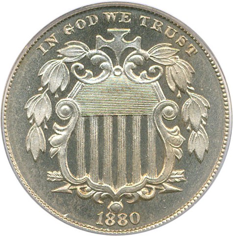 image for: 1880 5c PCGS/CAC Proof 66 Cameo