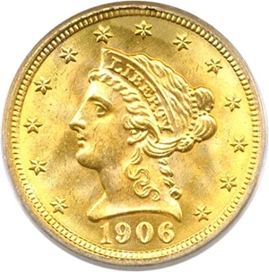 image for: 1906 $2 1/2 PCGS MS64