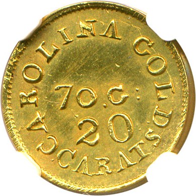 image for: C Bechtler (1837-42) $2 1/2 NGC Unc Details (70G, 20C, Planchet Flaw)