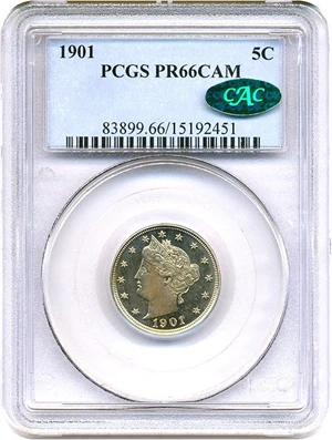 image for: 1901 5c PCGS/CAC Proof 66 Cameo