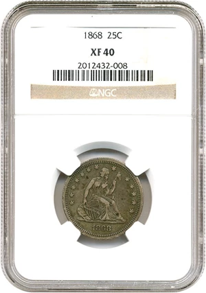 image for: 1868 25c NGC XF40