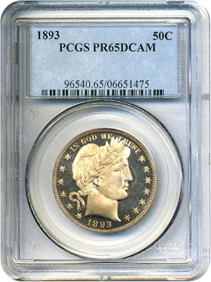 image for: 1893 50c PCGS Proof 65 DCameo