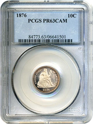 image for: 1876 10c PCGS Proof 63 Cameo